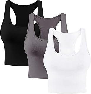 3 pièces de hauts courts en coton sans manches avec dos en y