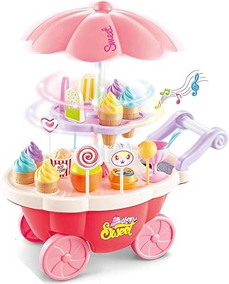 Chariot de cuisine avec lumières et musique, petite taille avec chariot de jeu