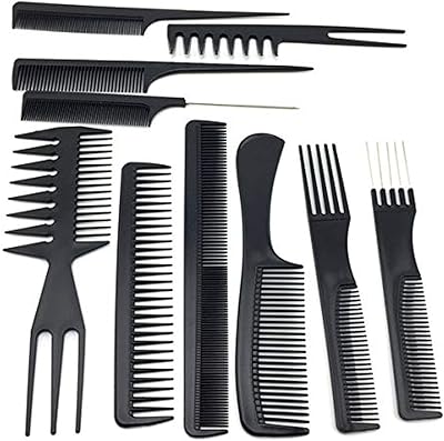 Ensemble de coiffure, brosses et peignes à cheveux en plastique noir, lot