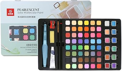 Ensemble d'aquarelles de 48 couleurs premium + 12 couleurs nacrées dans un coffret
