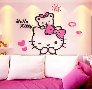 Stickers muraux 3d en acrylique dessin animé hello kitty, autocollants pour décoration