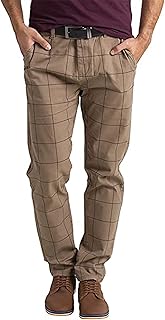 Pantalon formel à carreaux pour hommes, coupe ajustée, décontracté, classique en coton, pantalon