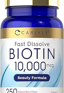 Biotine 10 000 mcg | 250 comprimés à dissolution rapide force. Diaytar : Parce que vous méritez le meilleur sans vous ruiner
