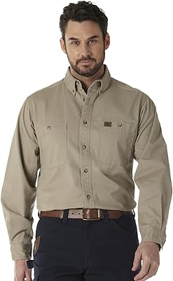 Chemise de travail à manches longues en sergé pour hommes wrangler riggs workwear