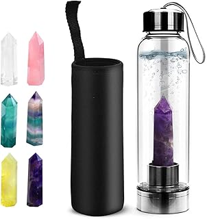 Jhuuu bouteille d'eau en cristal amovible en verre de quartz naturel bouteille