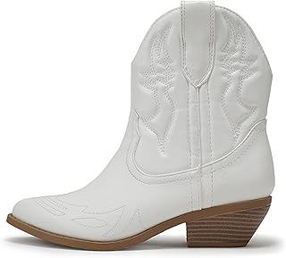 Bottes courtes de cowboy western cousues à bout pointu pour femmes, bottines taille