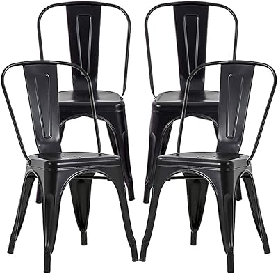 Ensemble de 4 chaises trattoria empilables en métal fdw hauteur 18" pour salle
