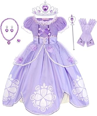 Costume de princesse sofia pour filles pour halloween, noël, anniversaire, fête costumée