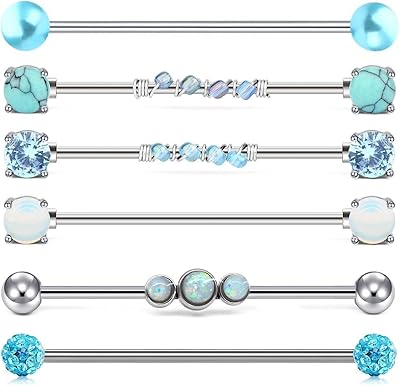 Boucles d'oreilles à tige en acier chirurgical lillimimi, 6 pièces, 14 grammes, couleur