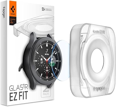Spigen glastr ez fit [pack de 2] conçu pour samsung galaxy watch 4