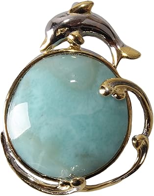 Collier en pierre de larimar naturelle avec lunette en argent sterling 925, collier
