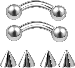 2pcs acier chirurgical 16g courbé pour piercing sourcil cartilage et tragus boule 3mm