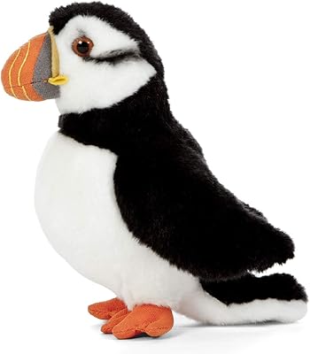 Jouet grand oiseau doux et réaliste living nature puffin, peluche naturelle respectueuse