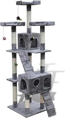 Arbre à chat vedaxl, longueur 170 cm, gris à 2 niveaux