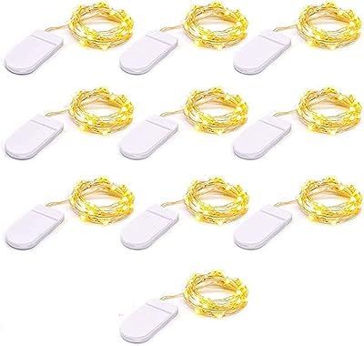 Guirlande lumineuse 10 pièces à piles, 20 lumières led, fil de cuivre étanche