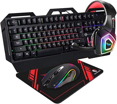 Remson rm-s400 clavier de jeu 4 en 1 avec souris, casque avec tapis de souris, clavier rétroéclairé anglais/arabe, ensemble clavier et souris de jeu led, casque avec microphone pour ordinateur, ordinateur portable, ps4 et xbox. Explorez un monde de bonnes affaires sur Diaytar Sénégal