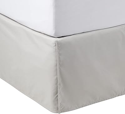 Jupe de lit légère plissée amazon basics, queen, gris clair
