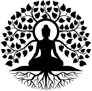 Art mural en métal de bouddha d'arbre de vie mandala noir méditation