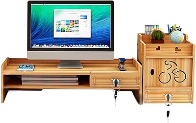 Support de moniteur en bois avec tiroir, support d'ordinateur ergonomique avec organisateur