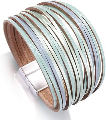 Bracelets en cuir bohème pour femmes mode quotidienne mince multicouche large