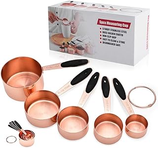 Ensemble de tasses et cuillères à mesurer en cuivre ensemble de 10 pièces