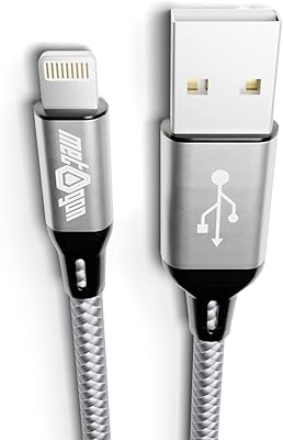 Câble de chargement usb en nylon pour iphone (argenté, 2 mètres)