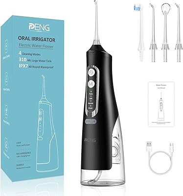 Bing general water flosser 310 ml, irrigateur oral professionnel sans fil, rotation à