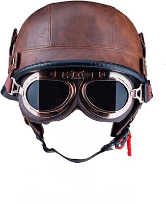 Demi-casque rétro allemand pour scooter, moto, casque rétro cruiser en cuir à dégagement
