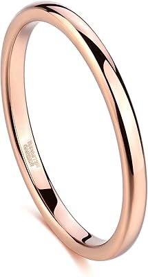 Bague de mariage en tungstène greenpod de 2 mm pour femme, or rose/argent
