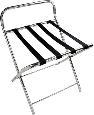 Porte-bagages pliable porte-bagages en acier inoxydable support en tissu sangles en tissu noir
