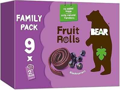 Rouleaux aux fruits d'ours, saveur de cassis, pack familial 20 g x 9