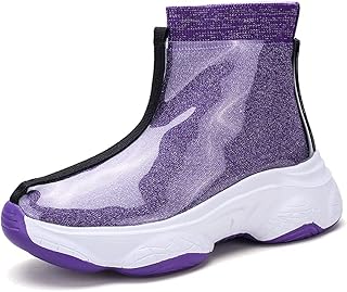 Yofab bottes imperméables pour femmes, bottes de pluie transparentes pour femmes, chaussettes antidérapantes