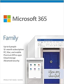 Microsoft 365 family 1 an / 6 utilisateurs + mcafee 1 appareil protection