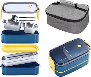 Boîte à déjeuner en acier inoxydable avec sac cuillère et fourchette