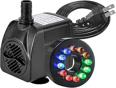 Pompe de fontaine submersible 15w 264gph avec 12 lumières led colorées pour étang