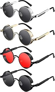 Lunettes de soleil steampunk au design rond classique et verres ronds avec monture