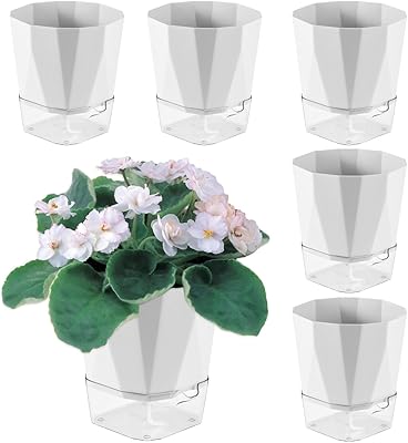 Paquet de 6 pots de plantes à arrosage automatique 5 pouces jardinières