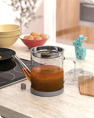 Séparateur de graisse en verre baffect, récipient à graisse de bacon avec passoire