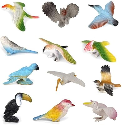 Toyvian 12 pièces figurines d'oiseaux en plastique, jouets de développement d'oiseaux, fournitures