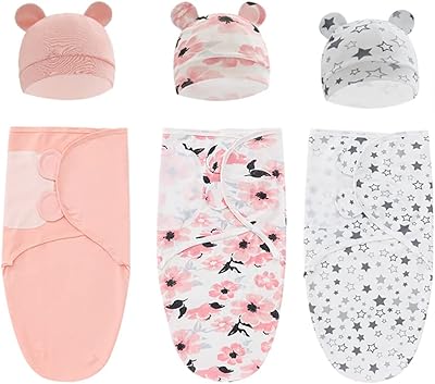 3 pièces de couvertures d'emmaillotage pour bébés filles et garçons, sac d'emmaillotage réglable