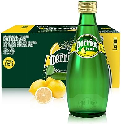 Eau pétillante naturelle perrier, arôme citron en bouteille en verre - 330 ml
