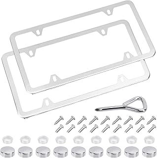 Cadre de montage de plaque d'immatriculation amazonbasics en acier inoxydable avec bouchons à
