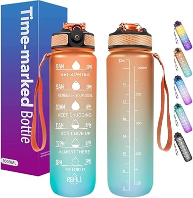Bouteille d'eau de sport 1l 946 ml avec infuseur rotatif temps de motivation