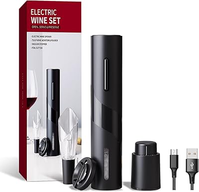 Ensemble ouvre-bouteille de vin électrique et à piles, coffret cadeau tire-bouchon, 4 en
