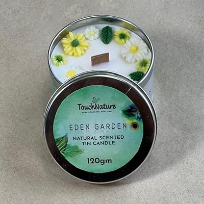 Bougie à la cire de soja parfumée touch nature avec mèche en bois.