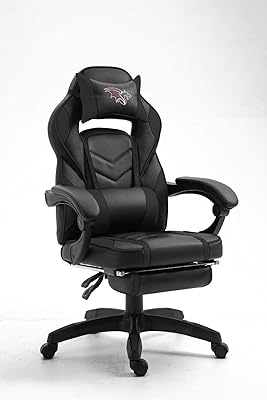 Chaise de jeu vidéo avec dossier haut en simili cuir de mahmay (gris-noir)