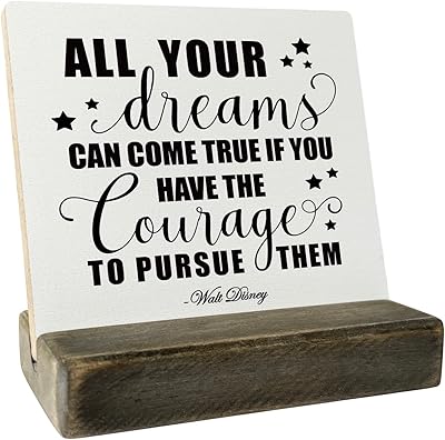 Plaque en bois avec citation inspirante de walt disney tous vos rêves