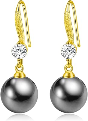 Boucles d'oreilles en perles pour femme | boucles d'oreilles pendantes plaquées or 18