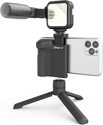 Kit digpower follow me avec lampe vidéo led + microphone + poignée d'appareil