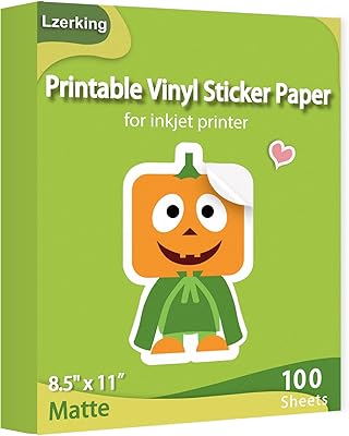 Papier autocollant en vinyle imprimable pour imprimante à jet d'encre, 100 feuilles, blanc